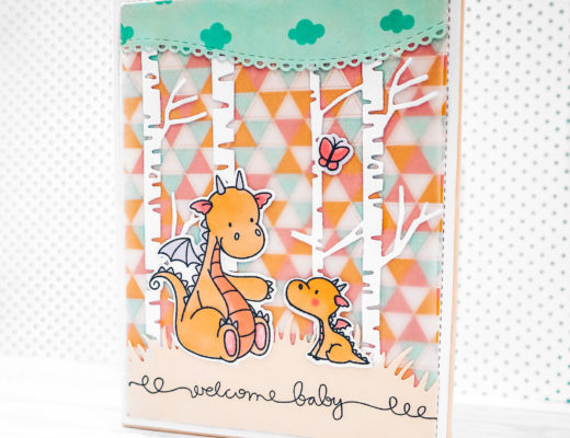 DIY Babykarte welcome baby mit Drachen und Schmetterling